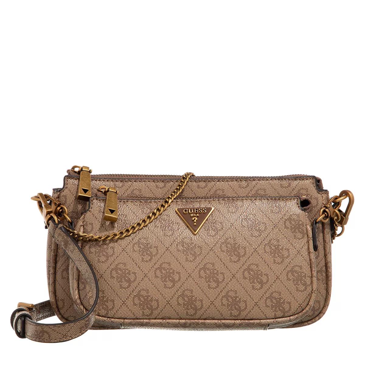 Guess ALEXIE DOUBLE POUCH CROSSBODY - Across body bag - latte logo