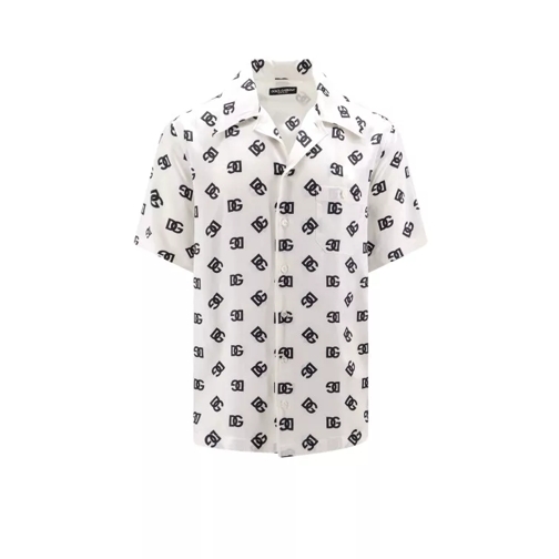 Dolce&Gabbana Silk Shirt With All-Over Monogram White 