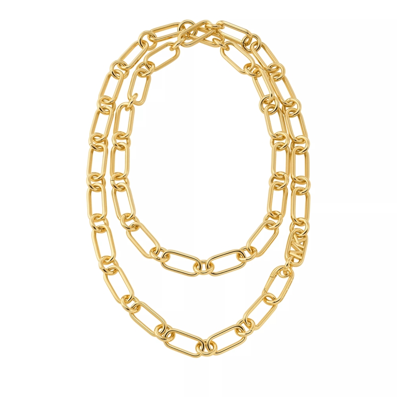 Michael Kors Long Necklace 14K Gold-Plated Empire Chain Double Layer Necklace Gold