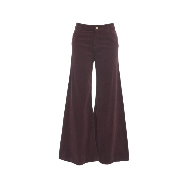 Kaos Jeans Burgundy Wide-Leg Trousers With High-Waist Design Black
