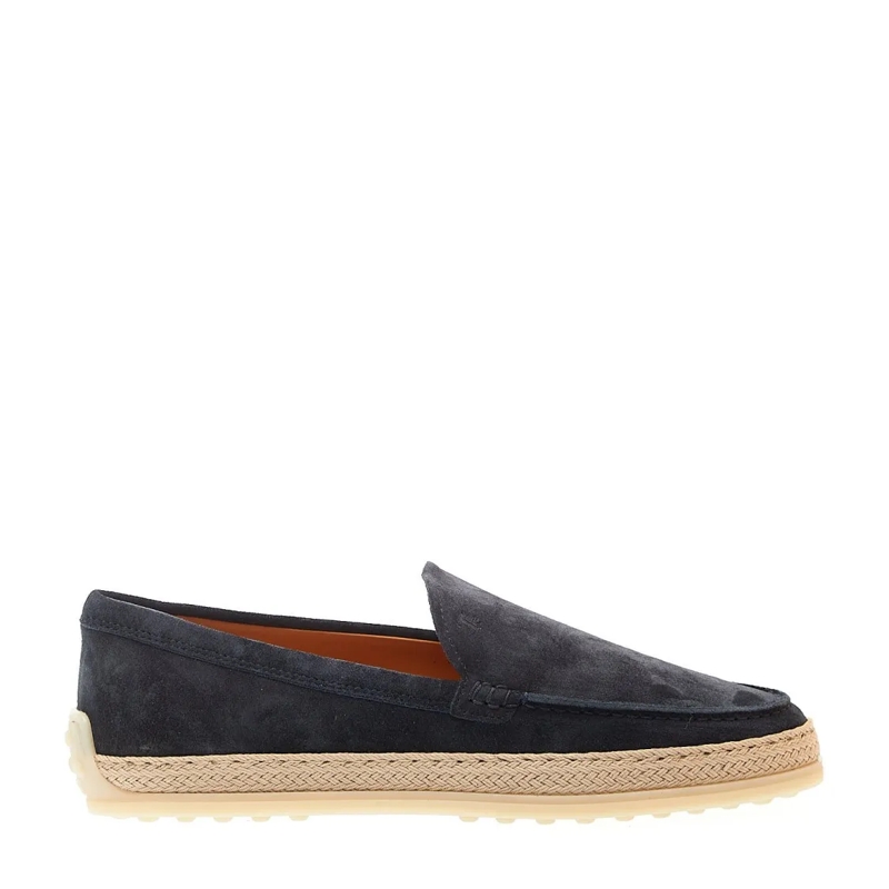 Tod's Ballerines Blue Suede Slipper With Rope Blue
