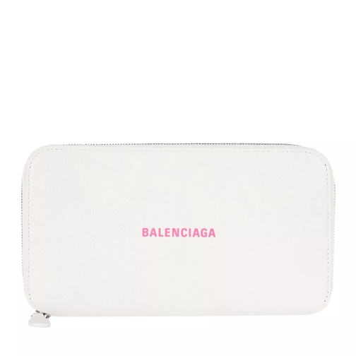 Balenciaga Cash Zip Around Wallet White/Fluo Pink Portemonnaie mit Zip-Around-Reißverschluss