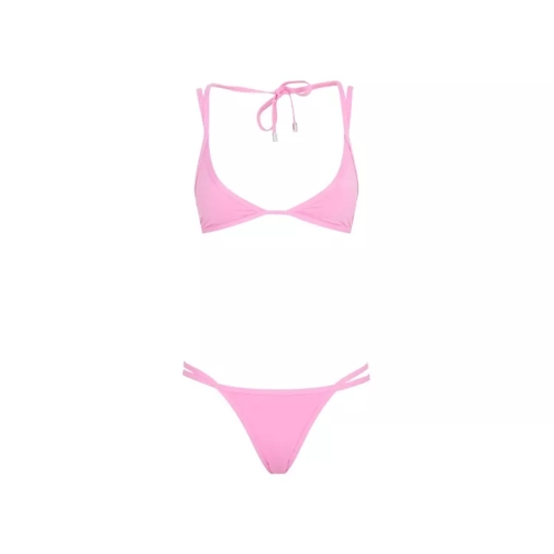 The Attico Hot Pink Triangle Bikini Pink 