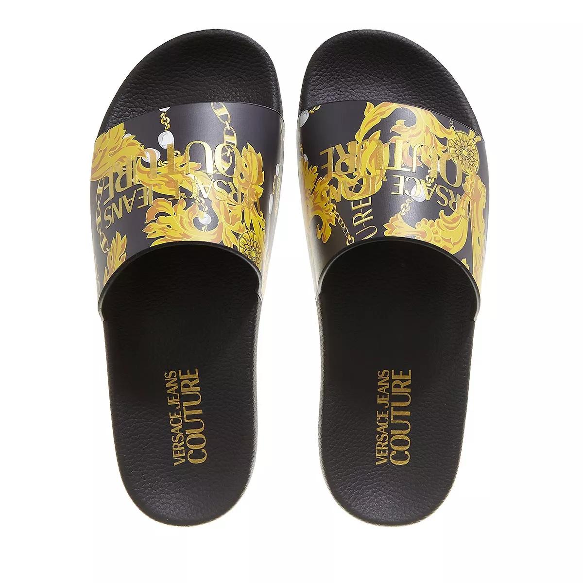 Versace black and 2025 gold slides