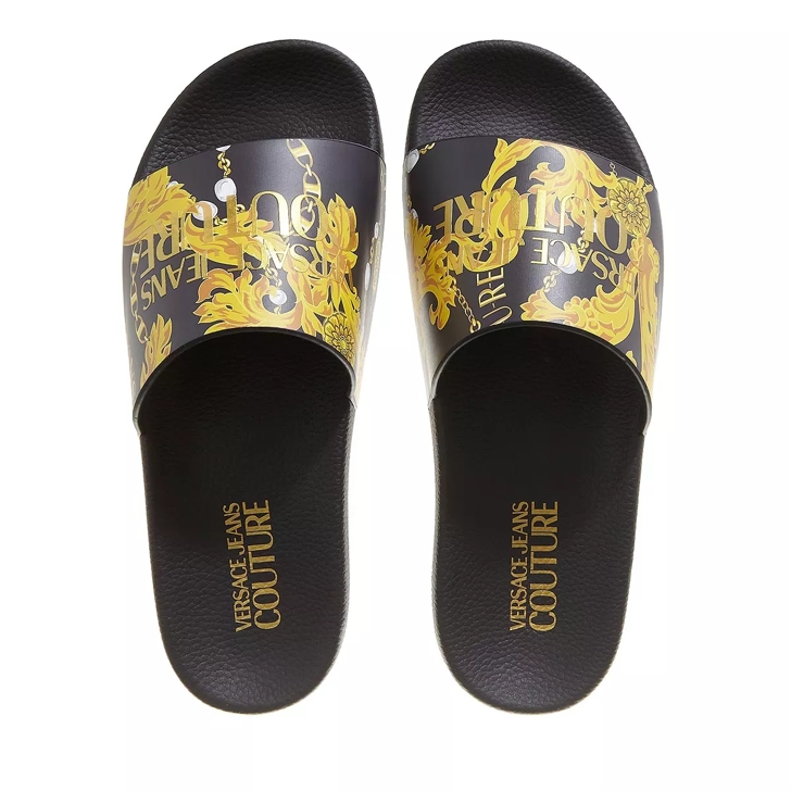 Versace black best sale and gold slides