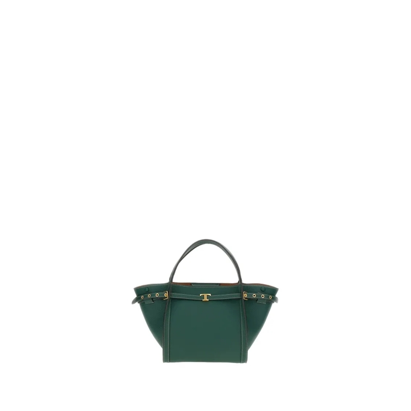 Tod's Fourre-tout Structured Green Calfskin Leather Shopping Bag Green