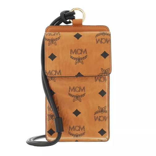 MCM Visetos Original Phone Lanyard  Cognac Phone Bag