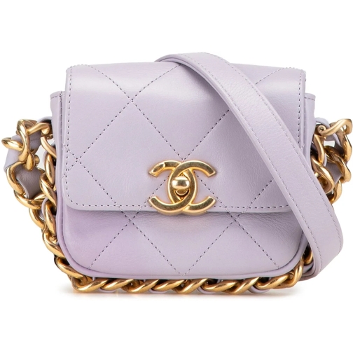 Chanel Sac à bandoulière 2021-2024 Mini Quilted Calfskin Framing Chain Flap lila