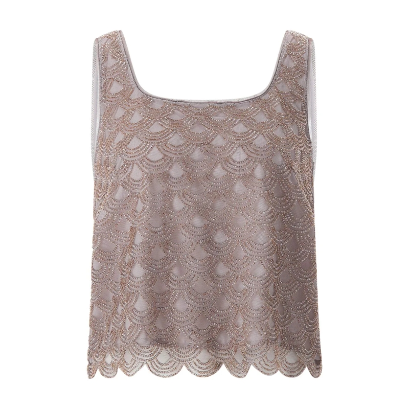 Rotate Top Kurzes Top mit Pailletten braun