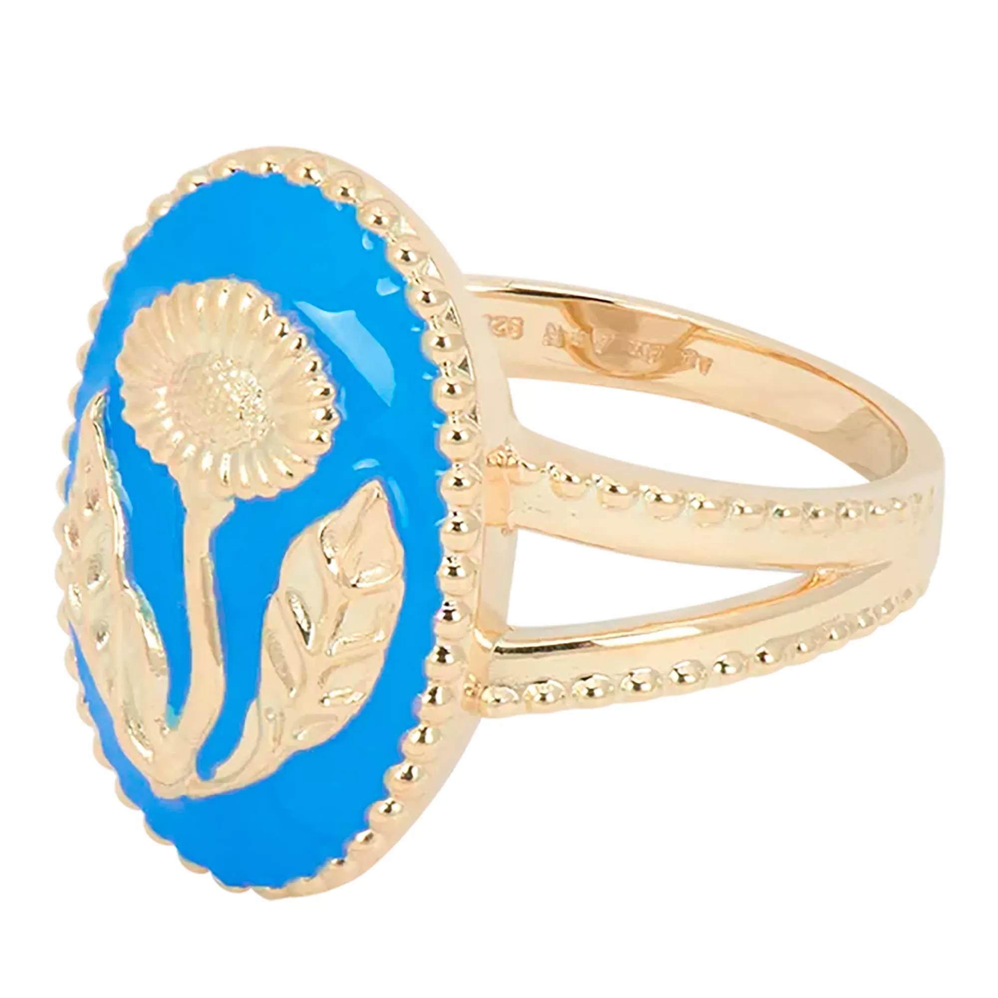 Anna+Nina Ring - Meadow Ring 14K Yellow Gold/Sterling Silver - Gr. 57 - in Blau - für Damen