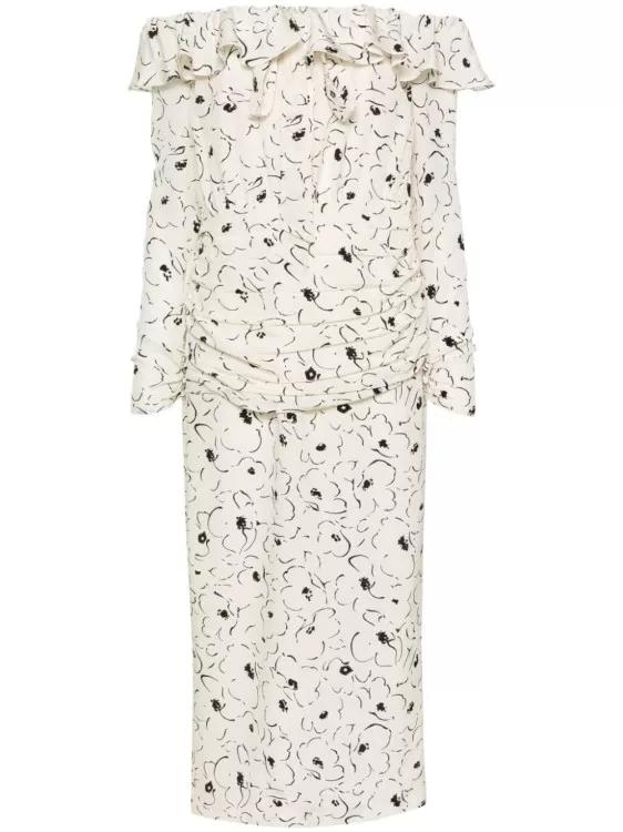 Alessandra Rich - Silk Satin Floral Print Dress - Größe 42 - white