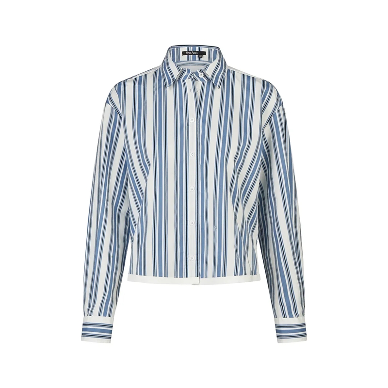 Marc Aurel Hemd Streifenhemd- Boxy Fit- breite Ärmelmanschette  blau
