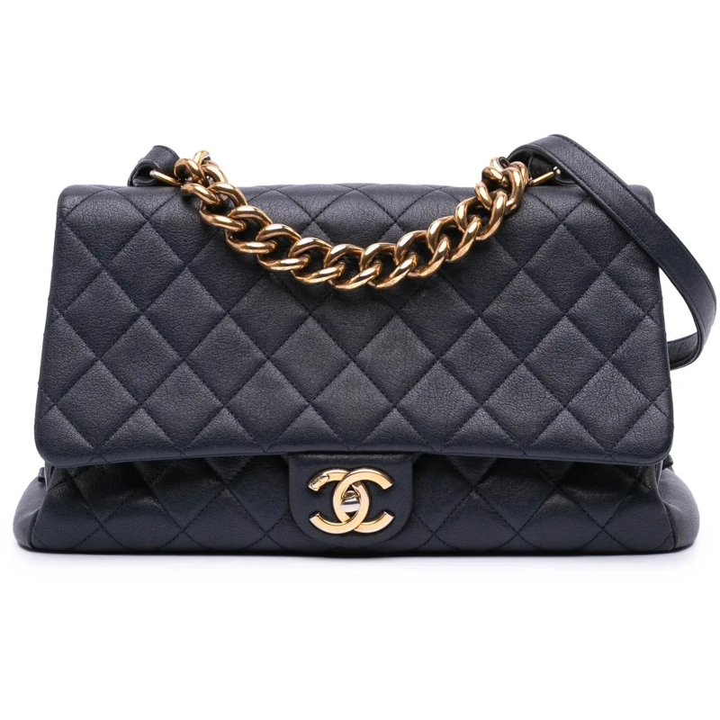 Chanel Sac à bandoulière Paris Rome Large Sheepskin Trapezio Flap blau