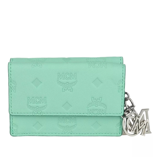 MCM Klara Leather Three Fold Wallet Blue Portafoglio con patta