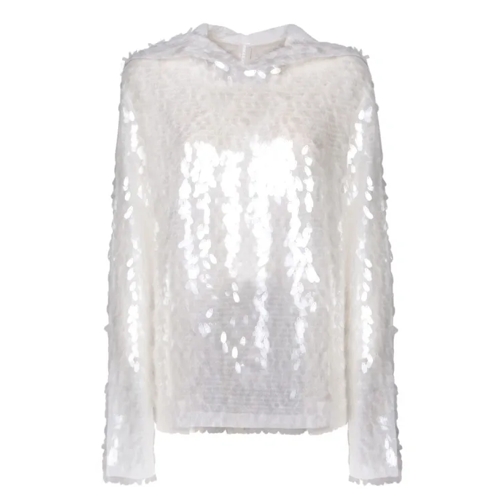 Norma Kamali Long Sleeve Sequined Blouse White 