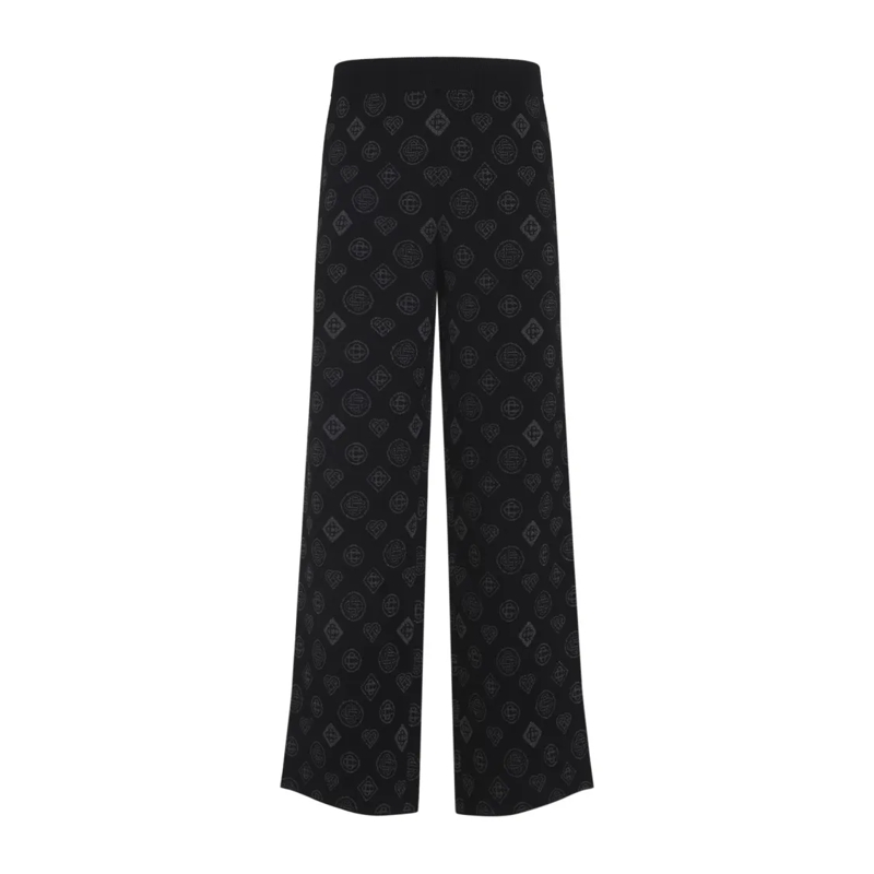 Casablanca Pantalon de costume Black Jacquard Trousers With Grey Logo Pattern Schwarz