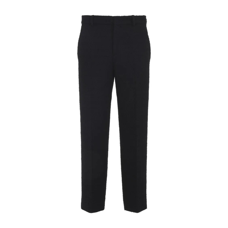 Gucci  High-Waisted Straight-Leg Pants With Textured Fabr Black