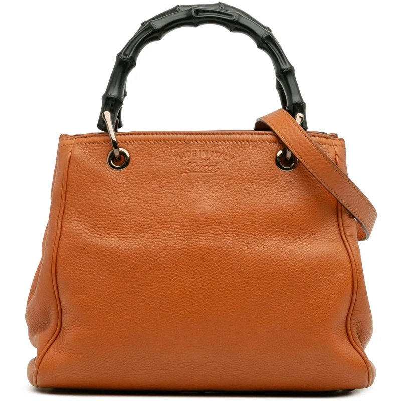Gucci Schultertasche Small Calfskin Bamboo Shopper Satchel orange