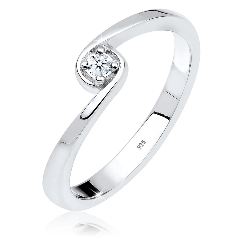Elli Diamantring Ring Solitär Verlobung Diamant 0.03 ct. 925 Silber weiss