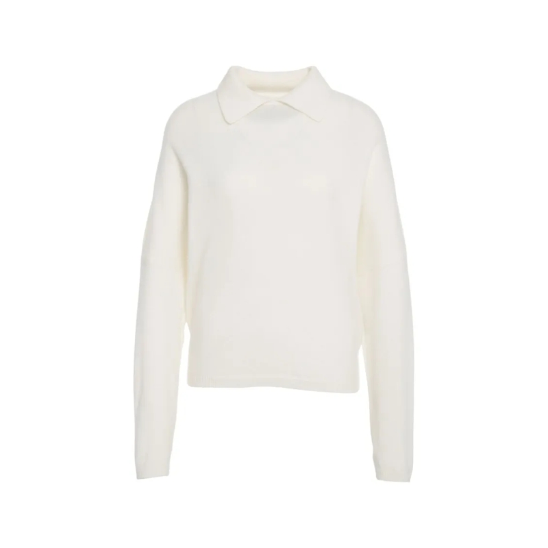 Mvm Trui Knitted Sweater With Polo Neck White