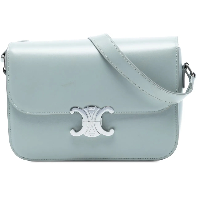 Celine Schultertasche Classique Shiny Calfskin Triomphe Crossbody blau