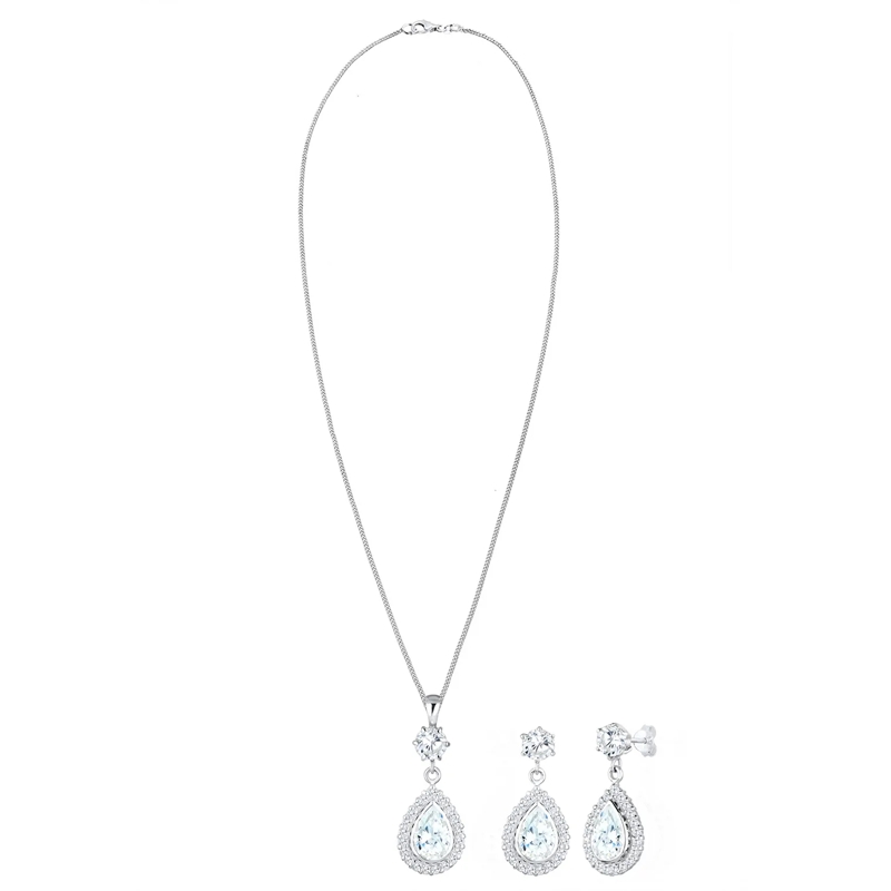 Elli Mittellange Halskette Schmuckset Tropfen Zirkonia 925 Sterling Silber weiss(Image 3)