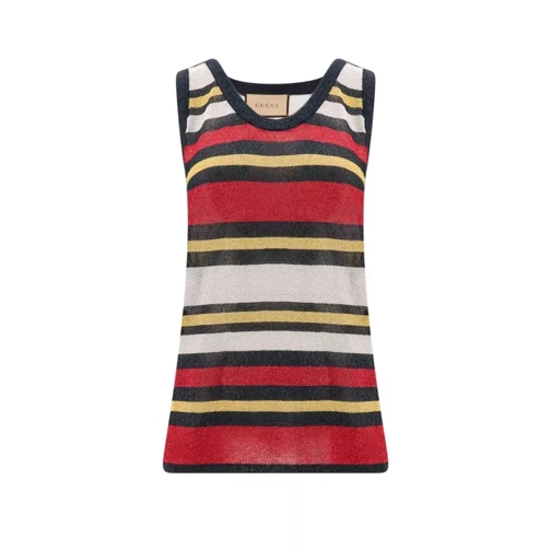 Gucci Lurex Tank Top With Striped Motif Multicolor 