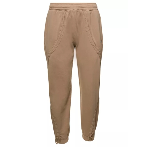 Blumarine Beige Sweatpants With Logo Patch In Cotton Brown 