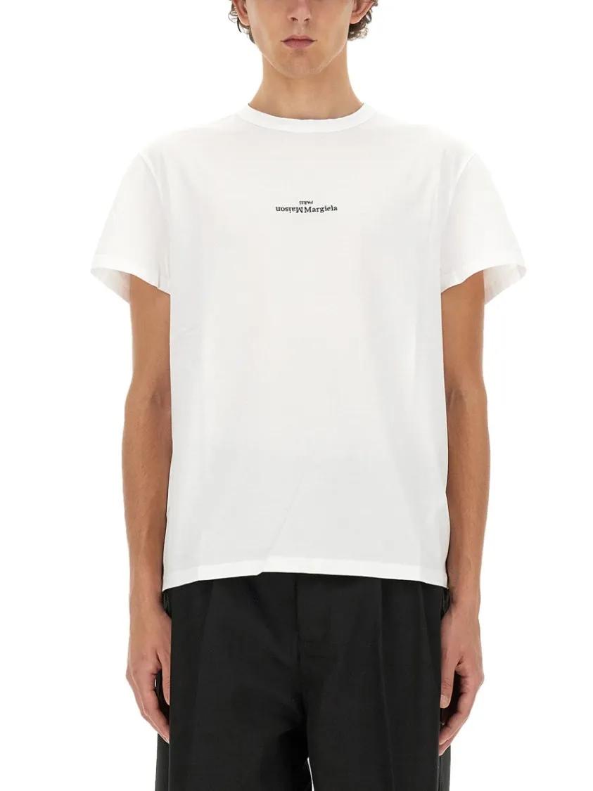 Thumbnail - Maison Margiela - Distorted Logo T-Shirt - Größe 50 - weiß