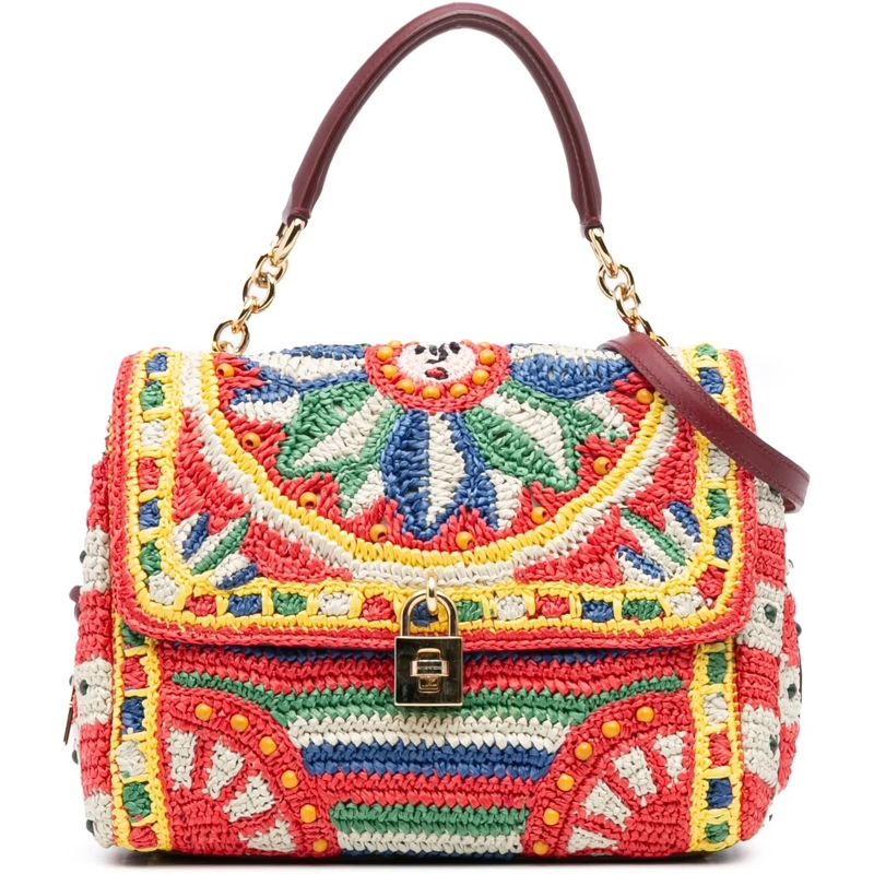 Dolce&Gabbana Sac à bandoulière Raffia Crochet Sicilian Cart Miss Sicily Satchel rot