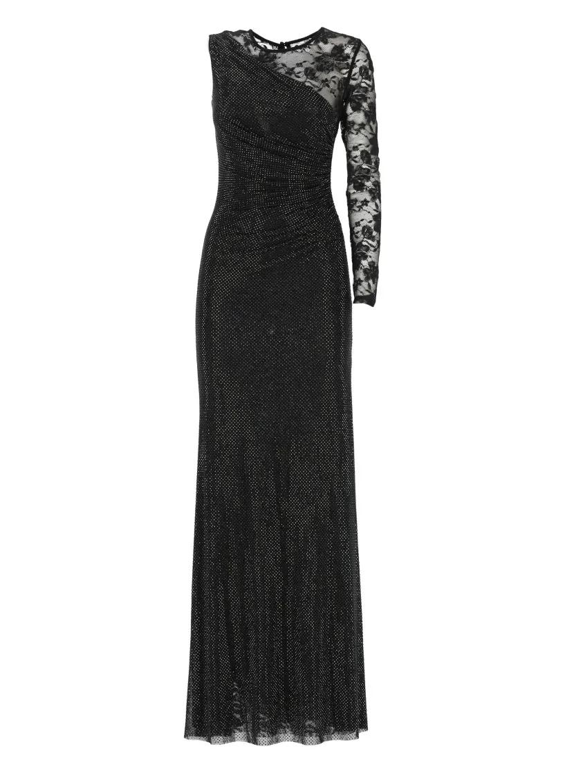 パーティードレス Self-Portrait Asymmetrical Black Strass Evening Dress Self Portrait Asymmetrical Black Strass Evening Dress Black