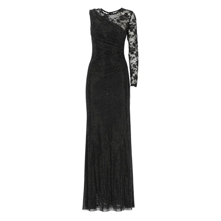 パーティードレス Self-Portrait Asymmetrical Black Strass Evening Dress Self Portrait Asymmetrical Black Strass Evening Dress Black