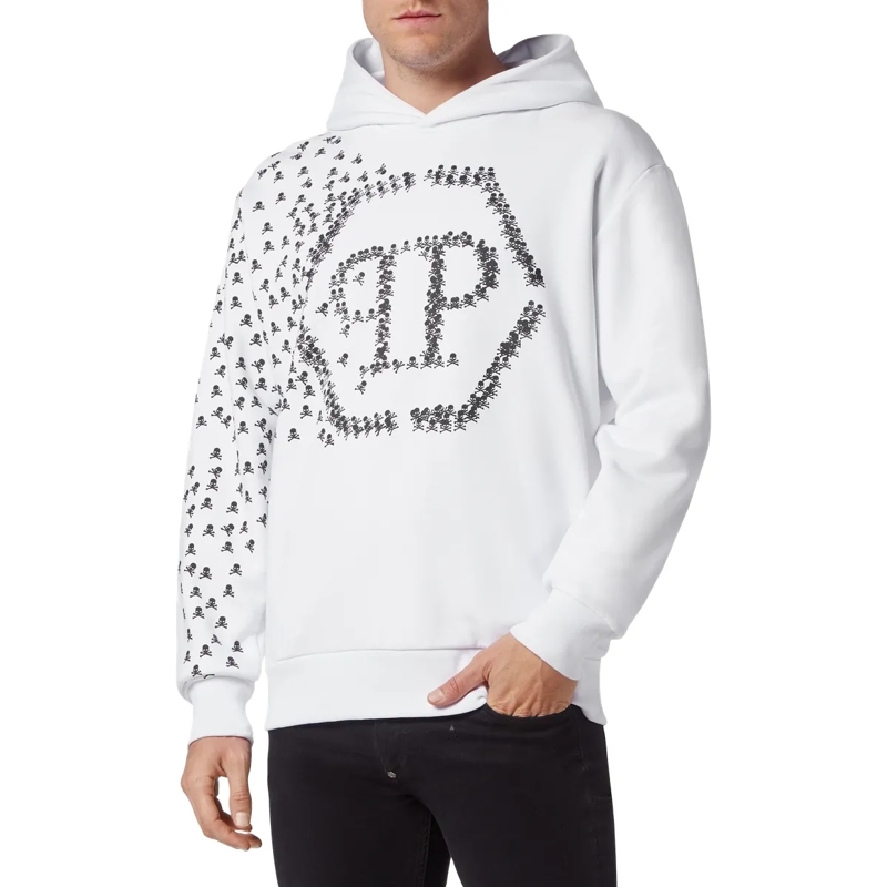 Philipp Plein Top Hoodie Skull&Bones weiss(Image 3)