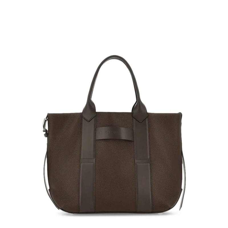 Hogan Fourre-tout Structured Leather Tote Bag Brown