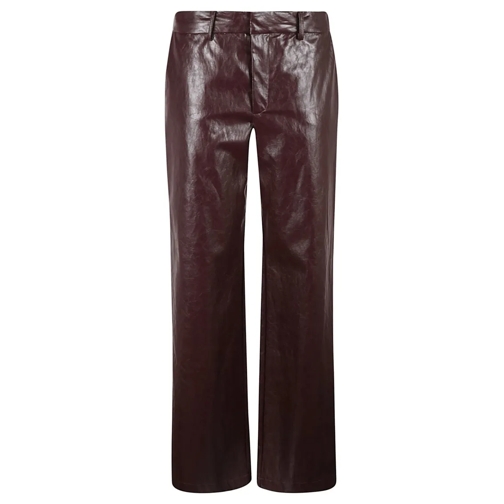 Federica Tosi  Wine Red Faux Leather Trousers Burgundy