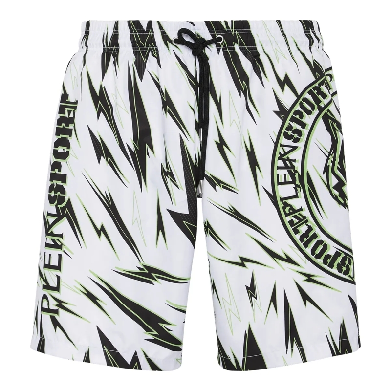 Plein Sport Shorts Badehose Tiger weiss