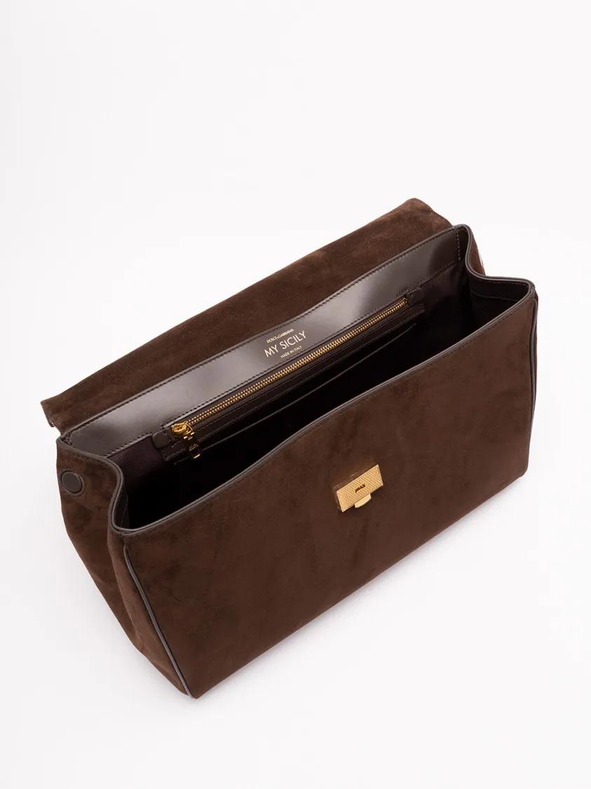 Dolce&Gabbana Hobo bags Structured Calf Leather Handbag in bruin