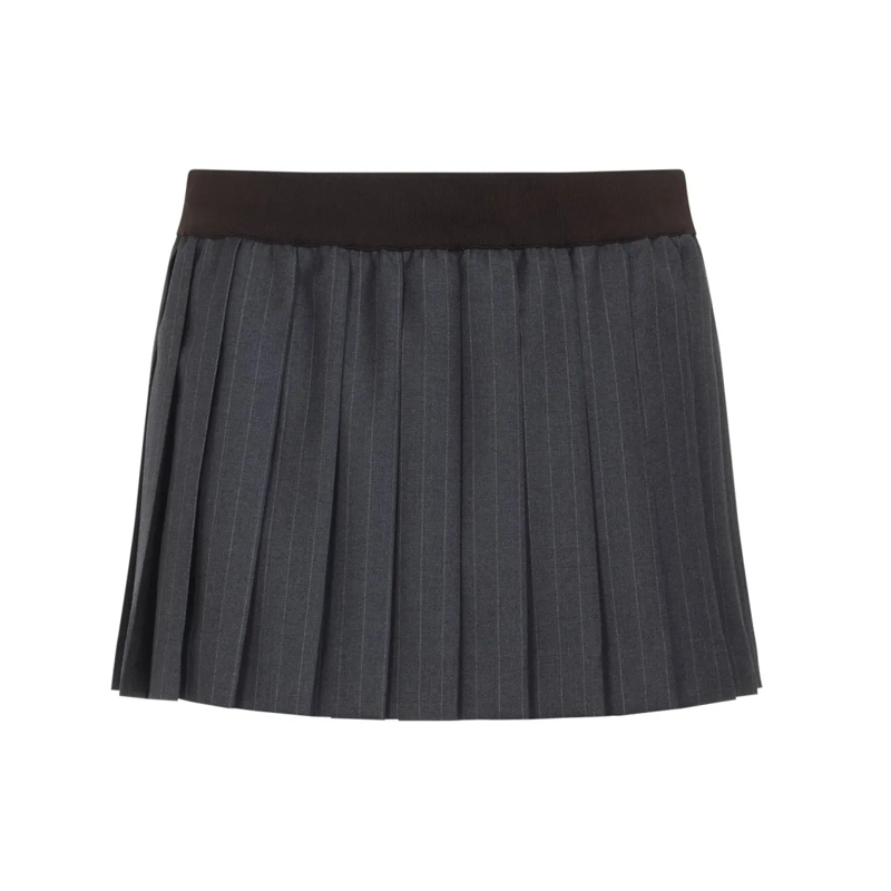 Miu Miu Minirok Pleated Mini Skirt In Soft Virgin Wool Blue