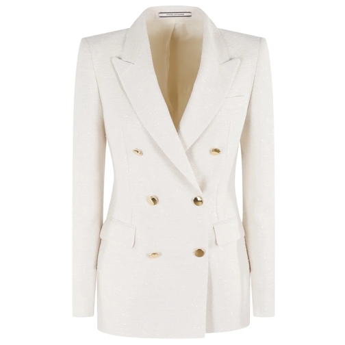 Tagliatore Blazer Double Breasted Jacket With All-Over Sequins White