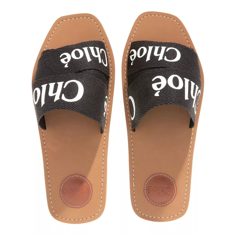 Chloé Slides Flache Pantolette Woody Black(Image 5)