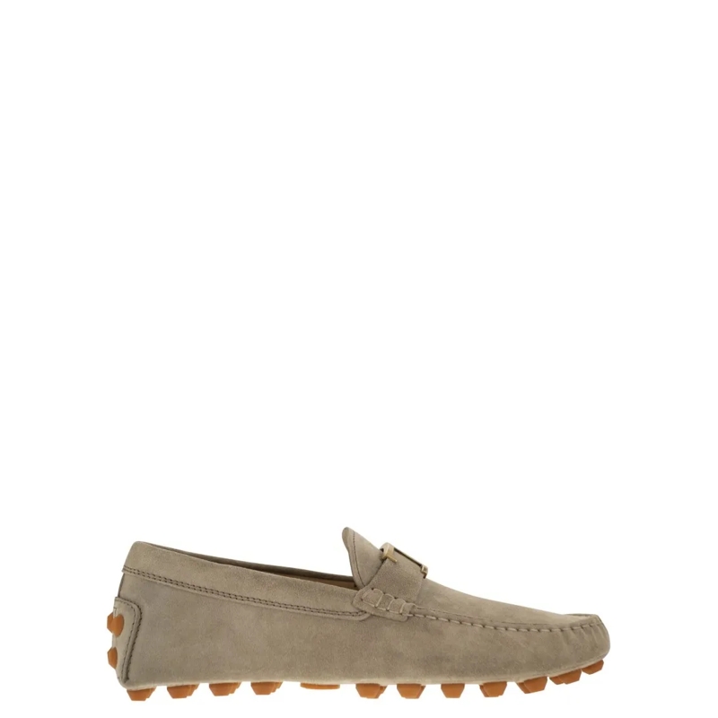 Tod's Mocassin Rubber Bubble T In Suede Leather Brown