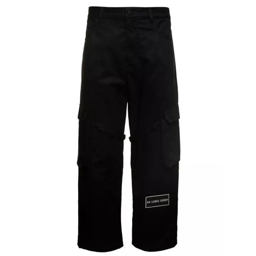 44 Label Group Helm' Black Cargo Pants With Logo Patch In Cotton Black Cargo-byxor