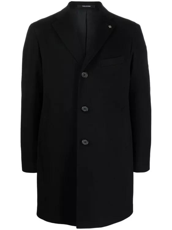 Black Wool Blend Coat Black