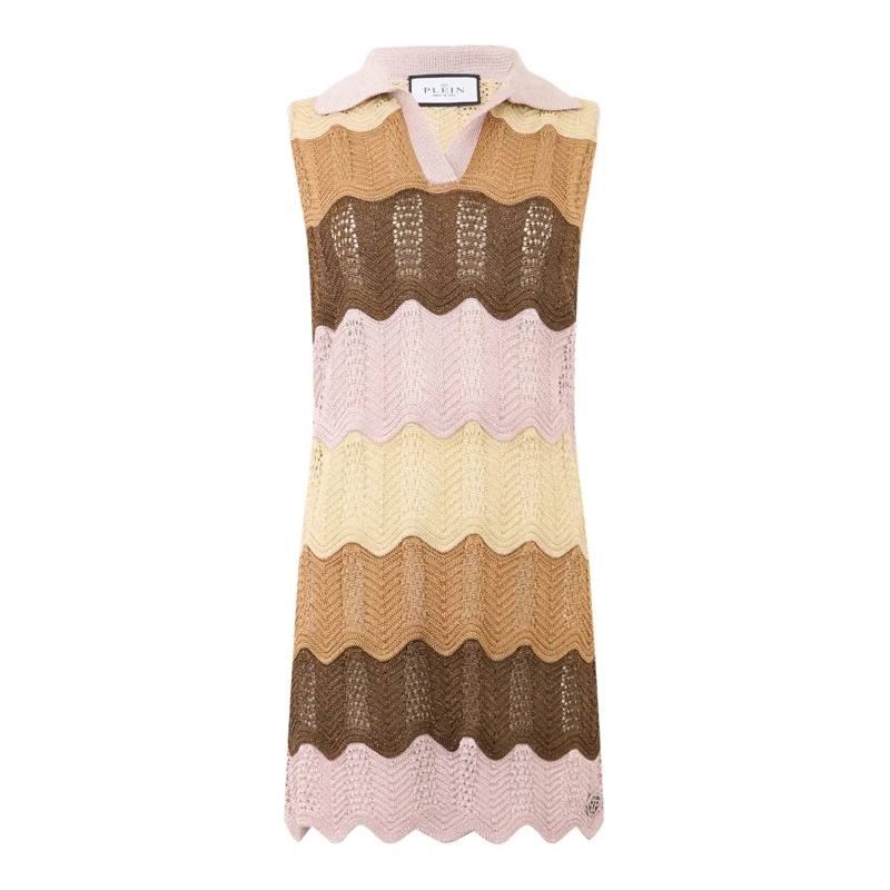 Philipp Plein Strickkleid Polo Neck Mini Dress Color Wave rose