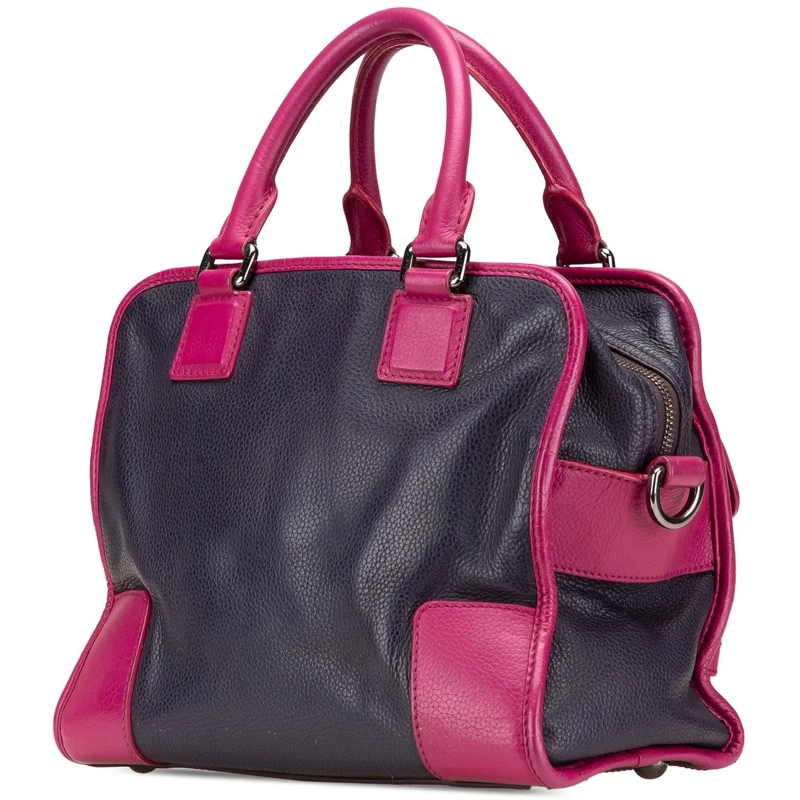 Loewe Schultertasche Grained Bicolor Calfskin Cruz Satchel blau