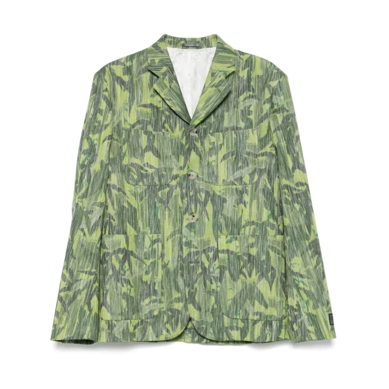 Kenzo Blazer Abstract Pattern Casual Jacket Green