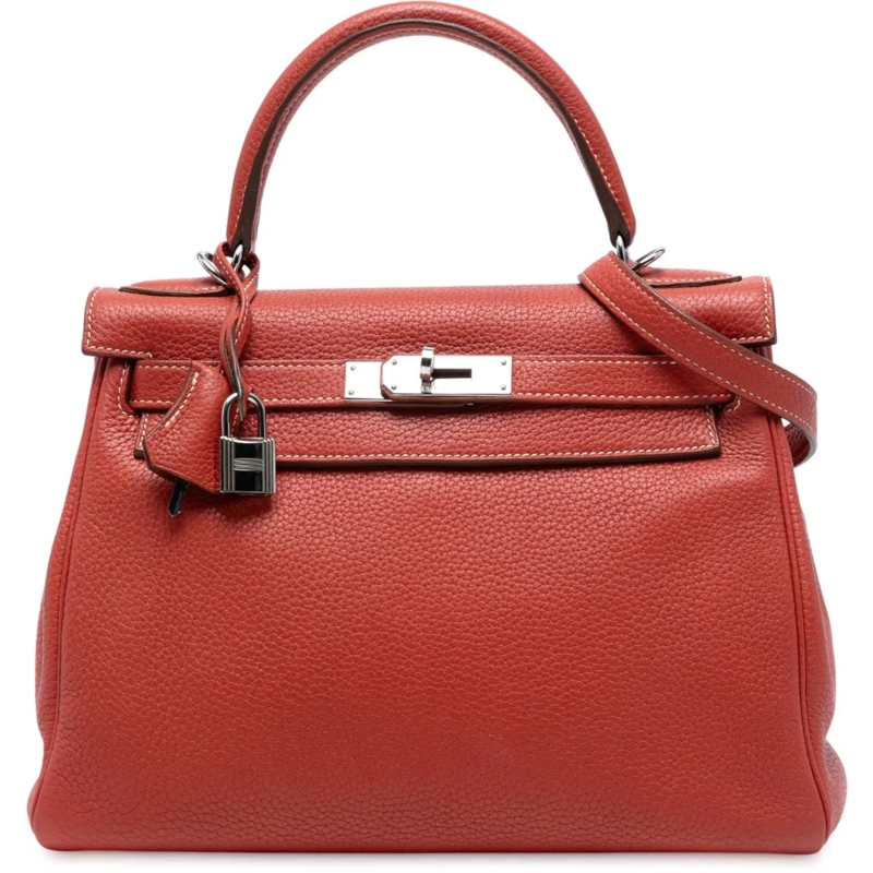 Hermès Sac à bandoulière Togo Kelly II Retourne 28 orange