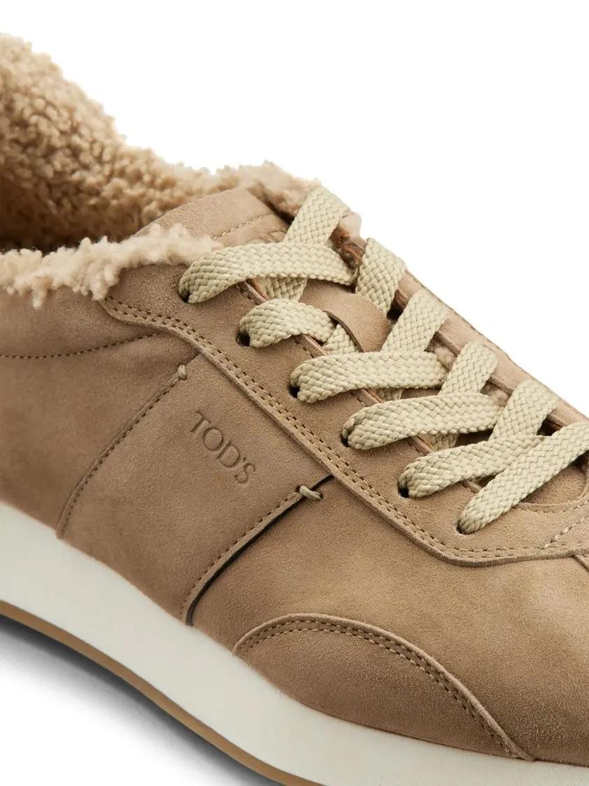 Thumbnail - Tod's Low-Top Sneaker - Brown Cow Leather Trainers With Plush Lining - Gr. 37 (EU) - in Beige - für Damen
