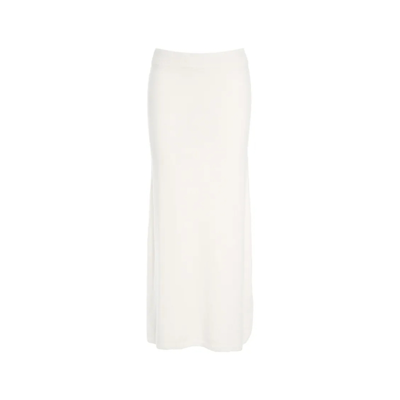 Peuterey Midirok Fitted Wool Midi Skirt With A-Line Silhouette White