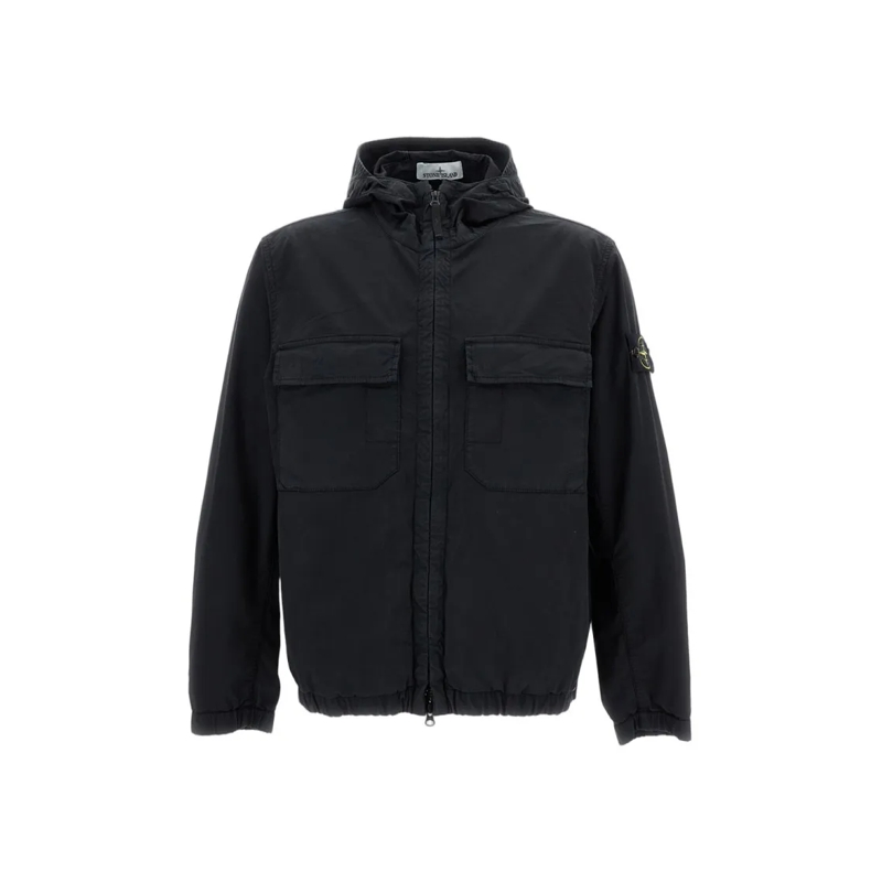 Stone Island Parka Full-Zip Hooded Jacket With Double-Slider Zipper Black